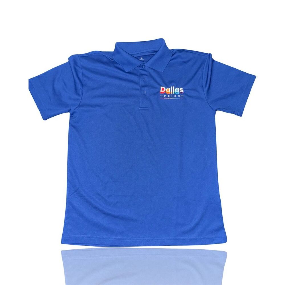 Sport-Tek Men's Polo Shirt Blue M Dallas Pride Logo Short Sleeve Casual